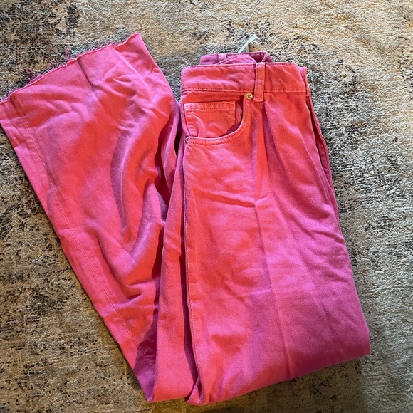 Zara Jeans Zara Pink Wide Leg Jeans Poshmark